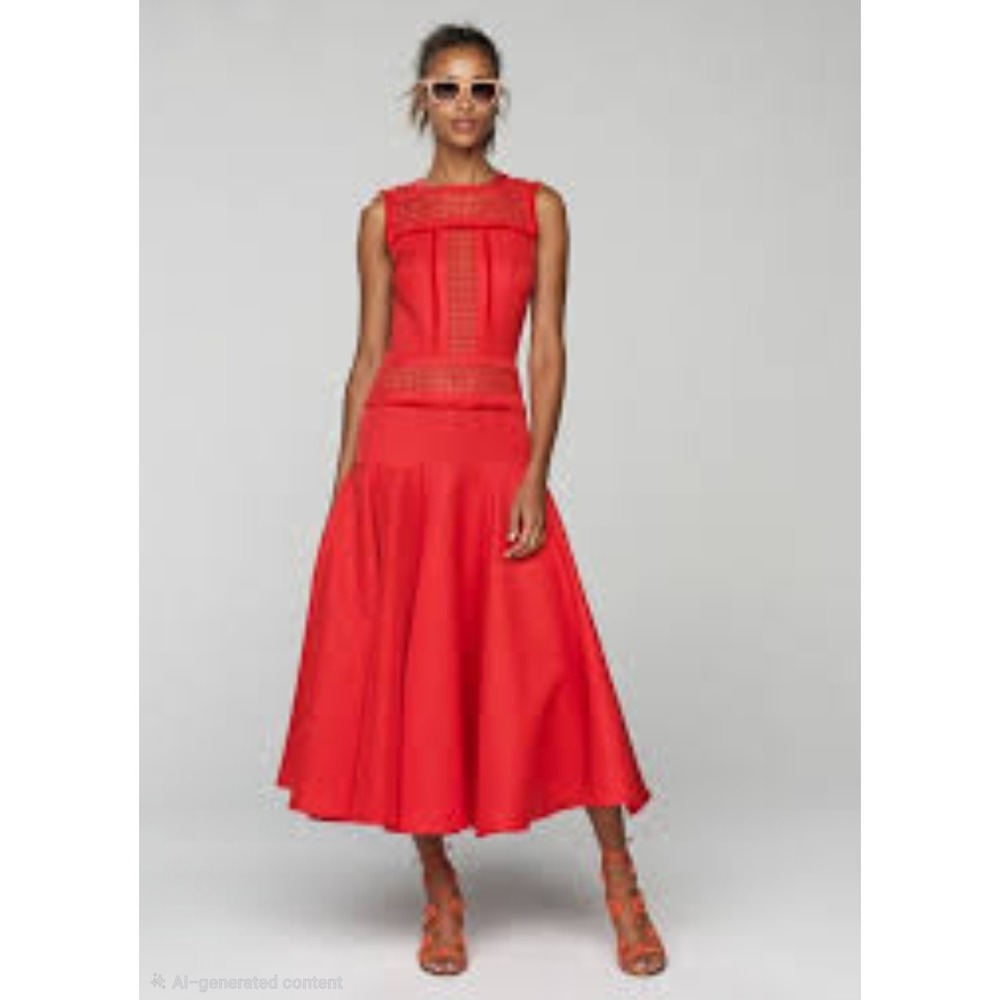 Timo Weiland Banana Republic Eyelet Lace Midi Dress Red Womens 4